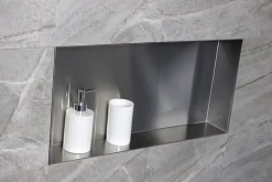Niche murale de douche, étagère encastrable douche acier inox, sans rebord - 60x30x10cm - BS603010 Acier brossé