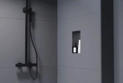 Niche murale de douche, étagère encastrable douche acier inox sans cadre - 30x20x10cm - NT203010X Gun métal