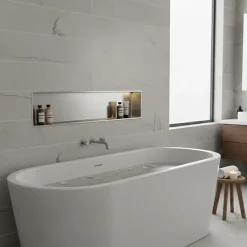 Niche murale de douche, étagère encastrable douche acier Inox Brossé - 30x90cm