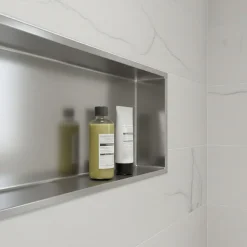 Niche murale de douche, étagère encastrable douche acier Inox Brossé - 30x90cm