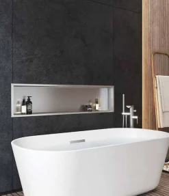 Niche murale de douche, étagère encastrable douche acier Inox Brossé - 30x90cm