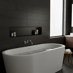 Niche murale de douche, étagère encastrable douche acier Noir Mat - 30x90cm