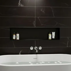 Niche murale de douche, étagère encastrable douche acier Noir Mat - 30x90cm
