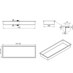 Niche murale de douche, étagère encastrable douche acier inox - 90x30x10cm - BS903010 Noir