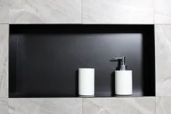 Niche murale de douche, étagère encastrable douche acier inox, sans rebord - 60x30x10cm - BS603010 Noir