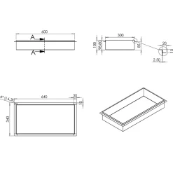 Niche murale de douche, étagère encastrable douche acier inox, sans rebord - 60x30x10cm - BS603010 Noir