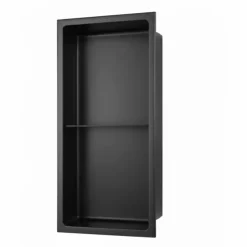 Niche murale de douche, étagère encastrable douche acier Noir Mat - 60x30cm