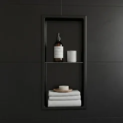 Niche murale de douche, étagère encastrable douche acier Noir Mat - 60x30cm