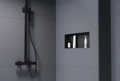 Niche murale de douche, étagère encastrable douche acier inox sans cadre - 20x60x10cm - NT206010X Noir