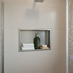 Niche murale de douche, étagère encastrable douche acier Inox Brossé - 30x60cm