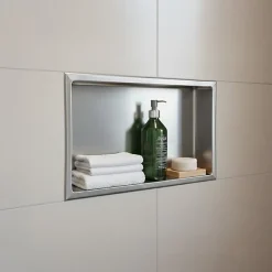 Niche murale de douche, étagère encastrable douche acier Inox Brossé - 30x60cm