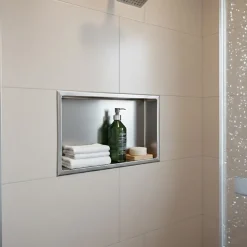 Niche murale de douche, étagère encastrable douche acier Inox Brossé - 30x60cm