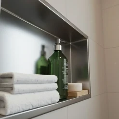 Niche murale de douche, étagère encastrable douche acier Inox Brossé - 30x60cm