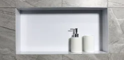 Niche murale de douche, étagère encastrable douche acier inox, sans rebord - 60x30x10cm - BS603010 Blanc