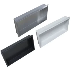 Niche murale de douche, étagère encastrable douche acier inox, sans rebord - 60x30x10cm - BS603010 Blanc