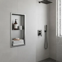 Niche murale de douche, étagère encastrable douche acier Inox Brossé - 60x30cm
