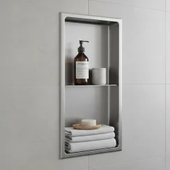 Niche murale de douche, étagère encastrable douche acier Inox Brossé - 60x30cm