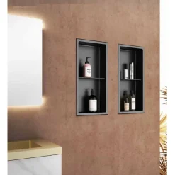 Niche murale de douche, étagère encastrable douche acier Inox Brossé - 60x30cm
