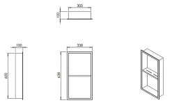Niche murale de douche, étagère encastrable douche acier Inox Brossé - 60x30cm