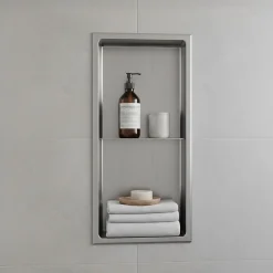 Niche murale de douche, étagère encastrable douche acier Inox Brossé - 60x30cm