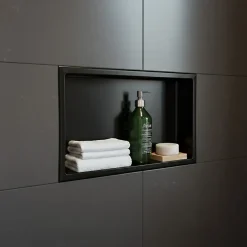 Niche murale de douche, étagère encastrable douche acier Noir Mat - 30x60cm