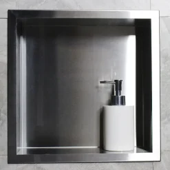 Niche murale de douche, étagère encastrable douche acier inox - 30x30x10cm - BS303010 Acier brossé
