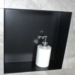 Niche murale de douche, étagère encastrable douche acier inox, sans rebord - 30x30x10cm - BS303010 Noir
