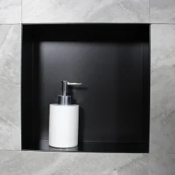 Niche murale de douche, étagère encastrable douche acier inox, sans rebord - 30x30x10cm - BS303010 Noir