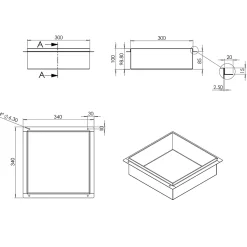 Niche murale de douche, étagère encastrable douche acier inox, sans rebord - 30x30x10cm - BS303010 Noir