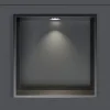 Niche murale douche acier inox + Spot LED, étagère douche encastrable - 30x30x10cm (HxLxP) - Gun métal, 1x Spot Chrome