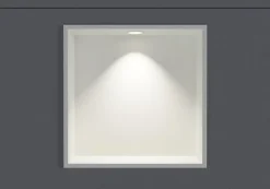 Niche murale douche acier inox + Spot LED, étagère douche encastrable - 30x30x10cm (HxLxP) - Blanc, 1x Spot Blanc mat