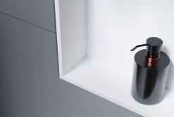 Niche murale douche acier inox + Spot LED, étagère douche encastrable - 30x30x10cm (HxLxP) - Blanc, 1x Spot Blanc mat
