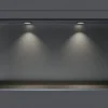 Niche murale douche acier inox + 2 Spots LED, étagère douche encastrable - 30x60x10cm (HxLxP) - Gun métal, 2x Spot noir mat