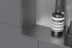 Niche murale douche acier inoxydable, étagère rangement douche salle de bain encastré BS203010, 20x30x10cm, Acier brossé
