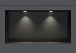 Niche murale douche acier inox + 2 Spots LED, étagère douche encastrable NT306010X - 30x60x10cm (HxLxP) - Noir, 2x Spot Chrome