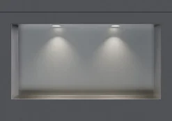 Niche murale douche acier inox + Spot LED, étagère douche encastrable NT206010X - 20x60x10cm (HxLxP) - Acier brossé, 2x Spot Blanc