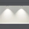 Niche murale douche acier inox + 2 Spots LED, étagère douche encastrable NT306010X - 30x60x10cm (HxLxP) - Blanc, 2x Spot noir mat