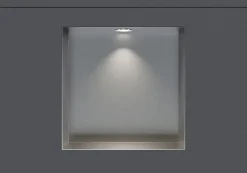 Niche murale douche acier inox + Spot LED, étagère douche encastrable NT303010X, 30x30x10cm (HxLxP), Acier brossé, 1x Spot Chrome