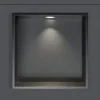 Niche murale douche acier inox + Spot LED, étagère douche encastrable - 30x30x10cm (HxLxP) - Gun métal, 1x Spot Blanc mat