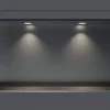 Niche murale douche acier inox + 2 Spots LED, étagère douche encastrable - 30x60x10cm (HxLxP) - Gun métal, 2x Spot Chrome