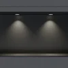 Niche murale douche acier inox + 2 Spots LED, étagère douche encastrable - 20x60x10cm (HxLxP) - Noir, 2x Spot noir mat