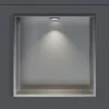Niche murale douche acier inox + Spot LED, étagère douche encastrable - 20x30x10cm (HxLxP) - Acier brossé, 1x Spot noir mat