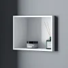 Niche Murale Douche Blanche Fonte minérale étagère Rangement Douche Salle de Bain encastrable BA2513, H.25xP.13xL.90cm, Blanc mat