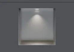 Niche murale douche étanche acier inox avec Spot LED, étagère douche encastrable, 20x30x10cm (HxLxP), Acier brossé, 1x Spot Blanc