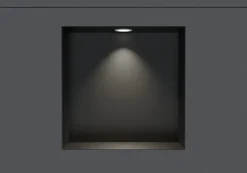 Niche murale douche étanche en acier inox avec Spot LED, étagère douche encastrable - 20x30x10cm (HxLxP) - Noir, 1x Spot Blanc mat