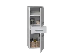 NINA - Meuble salle de bain 2 portes + 1 tiroir - 30x30x85cm - Colonne basse rangement SDB