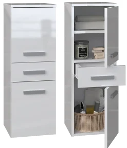 NINA - Meuble salle de bain 2 portes + 1 tiroir - 30x30x85cm - Colonne basse rangement SDB