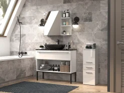 NINA - Meuble salle de bain 2 portes + 1 tiroir - 30x30x85cm - Colonne basse rangement SDB