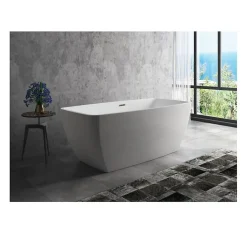 OCEANIC Baignoire ilot Stella - L.160 x I.75 x H.60 cm - En acrylique - Bonde a clapet - Blanc