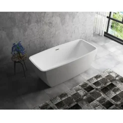OCEANIC Baignoire ilot Stella - L.160 x I.75 x H.60 cm - En acrylique - Bonde a clapet - Blanc